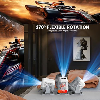 【Officially-Licensed APP & Native 1080P】Mini Projector with WiFi and Bluetooth, 4K Portable Projector with stand, Auto Focus&Keystone, Smart Projector for Outdoor/TV /Smartphone/Laptop - size: XL