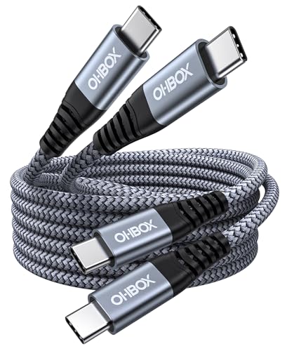 USB C to USB C 케이블 60W [2팩 1.8m(6피트)] 차량용 USB 타입 C 고속 충전 케이블 | 내구성이 뛰어난 브레이디드 아이폰 USB C 충전기 케이블 USBC - USBC 코드 아이폰 17/16/15/프로 맥스/플러스, 삼성 갤럭시 S23 및 기타용 - color: 회색., size: 6피트, style: USB C - USB C