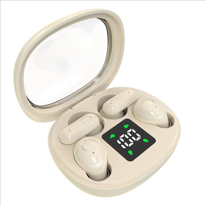 2-in-1 Mini Invisible Sleep Bluetooth Earbuds,Small Wireless Sleep Headphones for Side Sleepers,Bluetooth 5.4 Bass Stereo Sound Over-Ear Earbuds,Bluetooth Earbuds for Laptop/Phones/Sports (Khaki) - color: Khaki