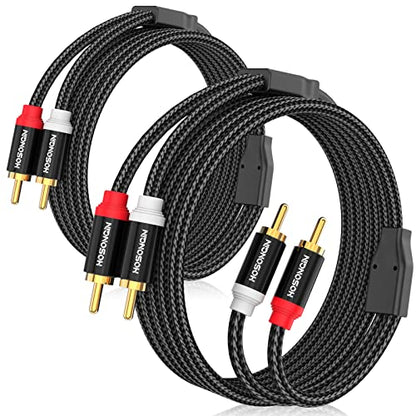 HOSONGIN RCA Cables 3.3ft 2 Pack[Hi-Fi Sound, Nylon Braided, Shielded], 2-Male to 2-Male RCA Audio Stereo Subwoofer Cable Auxiliary Cord for Home Theater, HDTV, Amplifiers, Hi-Fi Systems, Speakers - size: 3.3FT-2Pack