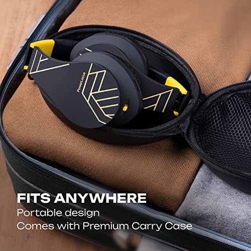 PowerLocus Bluetooth Over-Ear Headphones, Wireless Stereo Foldable Headphones Wireless and Wired Headsets with Built-in Mic, Micro SD/TF, FM for iPhone/Samsung/iPad/PC (Black/Yellow) - color: Black/Yellow