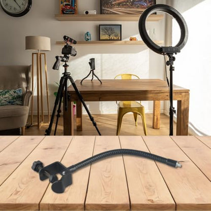 Adjustable Gooseneck Microphone Stand with Desk Clamp, Flexible Metal Arm for Podcasting Streaming Gaming, Compatible with Handheld Mics and Smartphones(A) - size: A