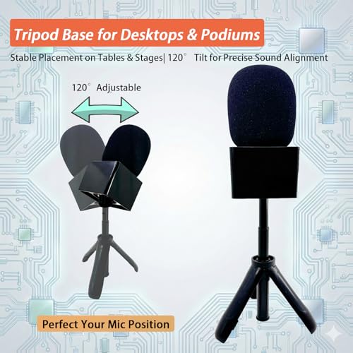 Mic Holder Stand for DJI Mic Mini2/Mini/3/2 RODE Wireless Microphone Desk Desktop Tripod & Handheld Interview Adapter, 2in1 Tabletop Telescopic Handle with Mic Flag for Vlog Podcast