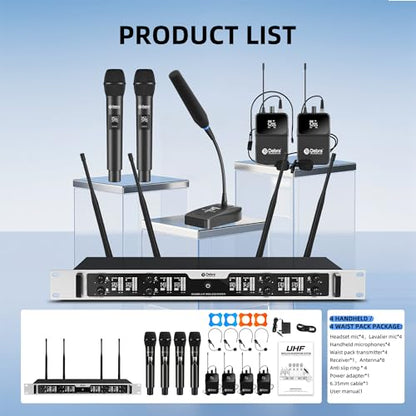 Debra Pro Wireless Microphone System, Features Auto Pairing & LED Display, 8×16 Frequency Groups, 260ft Long Range, Cardioid Dynamic Mic for Karaoke, Church, DJ, Public Speaking(8 Handheld) - color: 8 Handheld