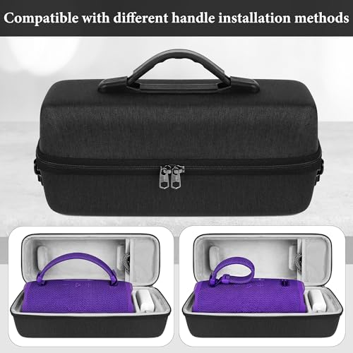 Geekria Shield Speaker Case Compatible with JBL Charge 6, Replacement Hard Shell Portable Protective Carrying Bag with Cable Storage, Keychain Hook, Travel Shoulder Strap (Dark Grey)