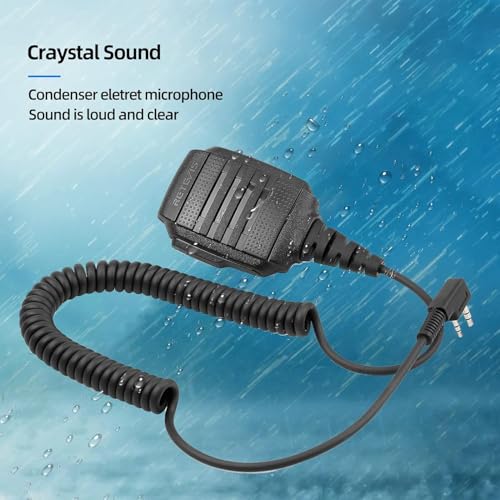 Retevis Walkie Talkie Speaker Mic, IP54 Waterproof Shoulder Mic, 2 Pack | 2 Pin, for RT68/RT22/RT21/H-777/RT86, Compatible with BAOFENG UV-5G Kenwood Samcom Arcshell Two Way Radios