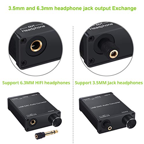 LiNKFOR USB DAC and Headphone Amplifier, Coaxial/Optical/6.35mm Headphone Output, USB to Coaxial S/PDIF Digital to Analog Converter Comaptible with Windows XP 7 10 and Mac PS4 PS3 - color: USB DAC with Amps