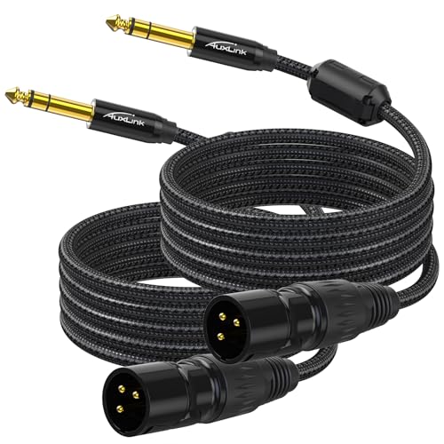 XLR Male to 1/4, TRS to 6.35mm 2Packs Gold-Plated Connectors Nylon Braided, Quarter Inch to XLR Male Cable for Speakers, Mixers, Amplifiers - 10ft - size: 10ft - 2P
