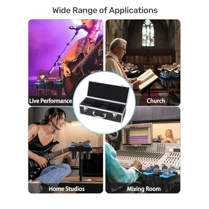 Asixxsix Hard Shell Carrying Case for Wireless Microphone Systems, Portable Equipment Storage Case, Aluminum Alloy Sturdy Build, EVA Foam Interior, IP67 Rain Proof
