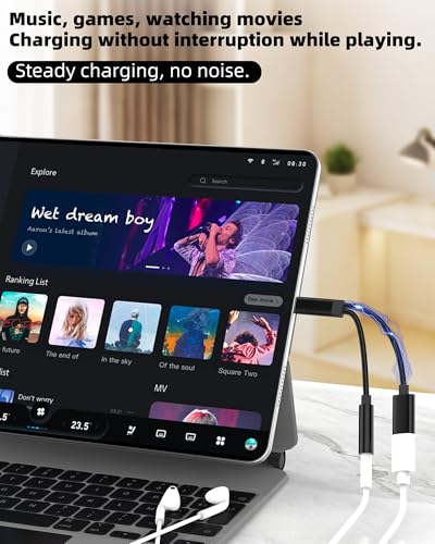 Lightning to 3.5mm Headphone Jack Adapter(2in1)for iPhone 14 13 12 Pro Max Charger Headset Splitter AUX Audio Cable Connector for Apple MFI Certified Earphone Charging Adaptor for iPad Car Accessories