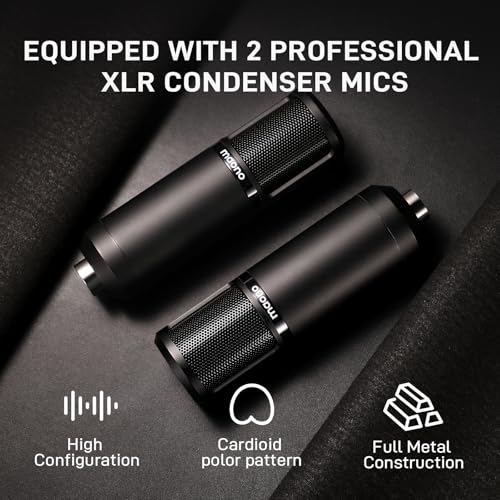 MAONO E2 Gen2B Podcast Equipment Bundle for 2, Dual XLR Condenser Mic Mixer
