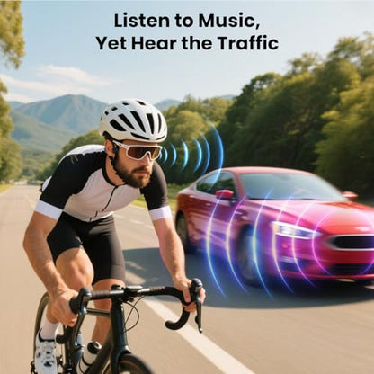 Open-Ear Bluetooth Bone Conduction Sport Headphones Sweat Resistant Wireless Earphones Open Ear Earbuds Wireless Bluetooth Headset with Mic for Fitness Workouts Running,Built-in Mic,with Hair Band - color: BLACK