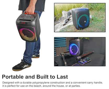 Rockville ROCKBOX PRO V2 150W Portable Bluetooth Speaker, LED Party Lights, TWS Pairing, Mic Input, for Outdoor Events and Karaoke | 12-Hour Rechargeable Battery, 150W Peak, 40W RMS. Bluetooth 5.1, TWS Pairing, USB/AUX/Mic Inputs, 40ft Wireless Range
