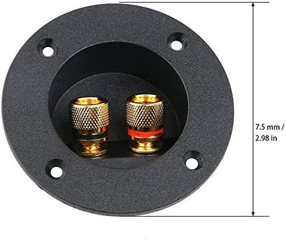 2 Pcs 3” Round Speaker Box Terminal Cup, Binding Post Connectors | 3 Inch, Round 2-Way Speaker Box Terminal Cup Binding Post, Subwoofer box screw-type Terminal Plates