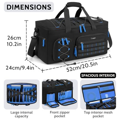 DJ Cable Bag with Detachable Dividers for Equipment and Music Gear, Blue | Laptop and Microphone Pocket, Versatile Carrying with Shoulder Strap, Durable Fabric, for Musicians and Audio Professionals - color: Blue