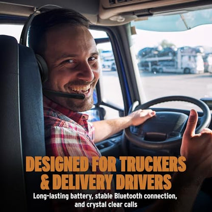 Trucker Bluetooth Headset, Bluetooth 5.0 Noise Cancelling Microphone | Professional Wireless Headset, Adjustable Headband Multi Device Pairing, 24 Hour Battery, Hands Free for Drivers & Work - color: BT3500