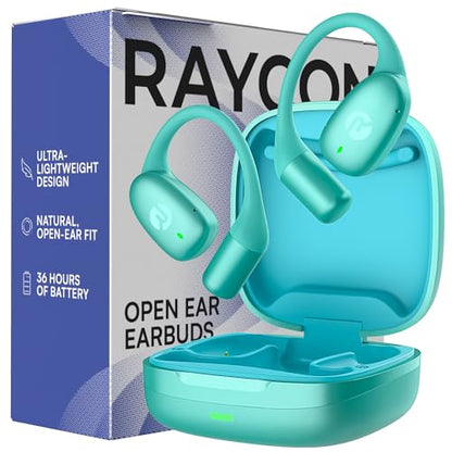 Raycon Essential Open Ear Earbuds – Open Ear Headphones, Earbuds Wireless Bluetooth, Sweat & Water-Resistant Earphones, Running Headphones with Ultra-Lightweight Design, 36 Hours Battery Life (Mint) - color: Mint