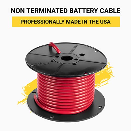 Spartan Power Battery Cable, 100% Pure Copper Wire, Automotive, Inverter, MPPT, Car Audio Speaker Amp Stereo, RV Trailer, Made in USA - size: 5 Feet Red, style: 1/0 AWG