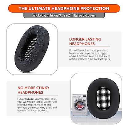 WC SweatZ XM5 - Patented Earpad Sweat Covers for Sony WH1000XM5 by Wicked Cushions | Full 360 Earpad Protection | Sweatproof & Easily Washable | Black - color: Black