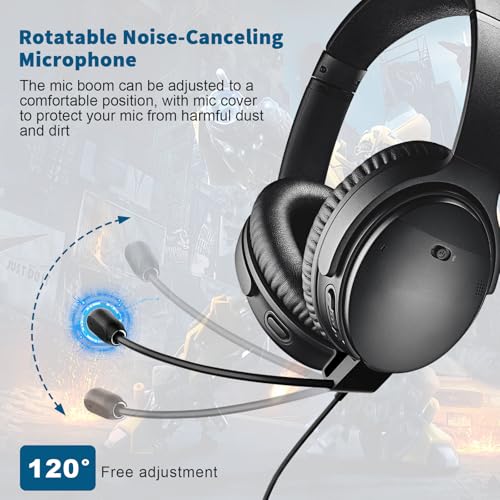 QC35 II Microphone Replacement Compatible with Bose QuietComfort 35 II QC35 II Quiet Comfort 35 QC35 Headphones, Boom Gaming Mic with Mute Switch for PS4, PS5, Xbox One Controller, PC