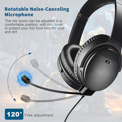 QC35 II Microphone Replacement Compatible with Bose QuietComfort 35 II QC35 II Quiet Comfort 35 QC35 Headphones, Boom Gaming Mic with Mute Switch for PS4, PS5, Xbox One Controller, PC