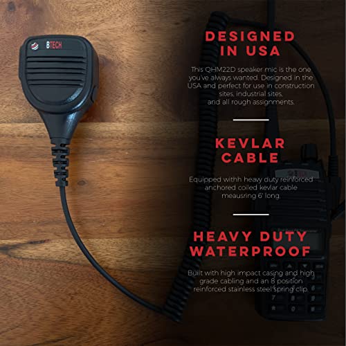 BTECH QHM22D Dual Push-to-Talk (PTT) Speaker Mic, Platinum Series IP54 Rainproof Shoulder Mic for BaoFeng, BTECH, Kenwood Radios - size: Single, style: QHM22D Dual PTT Speaker Mic
