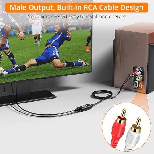 Neoteck 192kHz DAC Converter 7ft/2.1m Optical to RCA Cable | SPDIF to RCA Digital to Analog Converter for HDTVs Set-Top Boxes DVD/Blu-Ray Players-Male Output