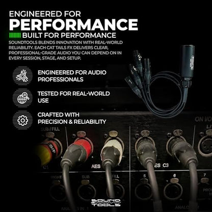 SoundTools CAT Tails MFX - 무대 및 라이브 사운드용 알루미늄 하우징 | 4 채널 2 암 + 2 수 XLR to EtherCON 브레이크 아웃 테일 - CAT5e/6/7을 통한 아날로그 오디오 보내기/반환 - Neutrik 커넥터 - size: XLR - Receive Send