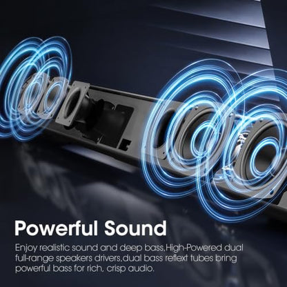 BESTISAN 80 Watt Soundbar, Sound Bars for TV of Home Theater System (Bluetooth 5.0, 34 inch, DSP, Strong Bass, Wireless Wired Connections, Bass Adjustable, Wall Mountable) - color: 34 inch black