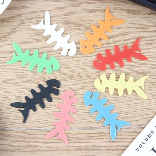 Artibetter 200pcs Fish Bone Cable Winder Silicone Earphone Line Organizer Creative Cable Storage for Home Design Random Colors