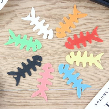 Artibetter 200pcs Fish Bone Cable Winder Silicone Earphone Line Organizer Creative Cable Storage for Home Design Random Colors