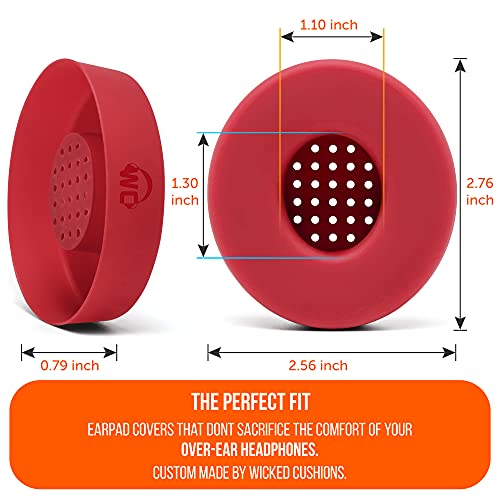 WC SweatZ Solo - Patented Earpad Sweat Covers for Beats Solo 4, Solo 3 & Solo 2, Made by Wicked Cushions | Sweatproof & Machine Washable | Red - color: Red