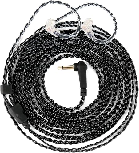 2 Meter QDC in Ear Monitor Cable CCA CRA IEM Extension Headphone Cable Cords for EDX PRO/Castor/KZ ZS10 PRO/ZAR/ZAX/ZAS/AS16/ZSNPRO, CCZ 4N OFC Silver-Plated Wire (Inky, Recessed 2 Pins, 3.5mm Plug) - size: QDCpins 3.5mm, style: 2M long