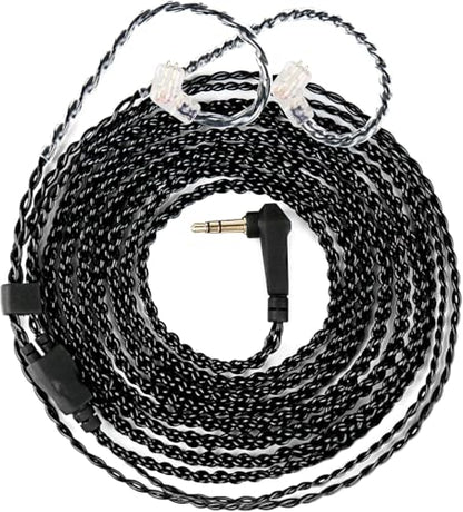 2 Meter QDC in Ear Monitor Cable CCA CRA IEM Extension Headphone Cable Cords for EDX PRO/Castor/KZ ZS10 PRO/ZAR/ZAX/ZAS/AS16/ZSNPRO, CCZ 4N OFC Silver-Plated Wire (Inky, Recessed 2 Pins, 3.5mm Plug) - size: QDCpins 3.5mm, style: 2M long