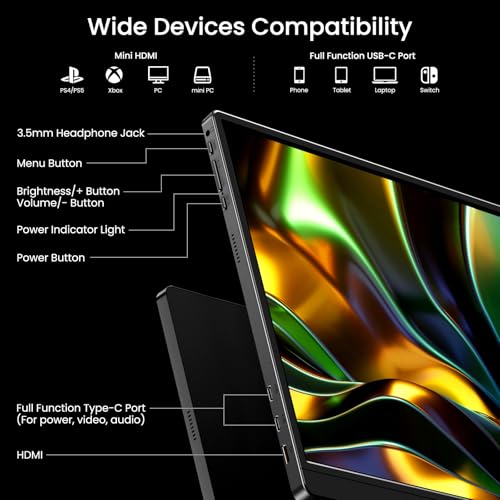 VILVA 17.3" QHD 165Hz USB-C HDMI Gaming Monitor | 17.3" QHD 165Hz IPS, slim metal+stand, USB-C/HDMI, for PC/PS5/Xbox/Switch, gaming. - color: Light Black