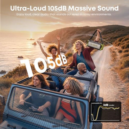 Portable Speakers Bluetooth Wireless, 90W Max Loud Outdoor Speaker with Deep Bass, IPX6 Waterproof, Floatable, Custom EQ, 40H, Dual Pairing, Subwoofer *2, TF, Large Speaker for Beach/Garage/Jobsite