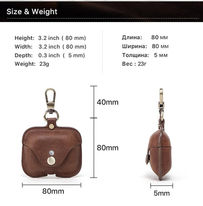 Hiram Custom Case Crazy Horse Cowhide Leather Portable Travel Case Headphone Cases - color: Custom