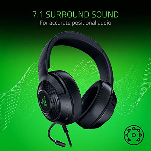 Razer Kraken X USB Ultralight Gaming Headset: 7.1 Surround Sound - Lightweight Frame- for PC - Classic Black + Base Station V2 Chroma