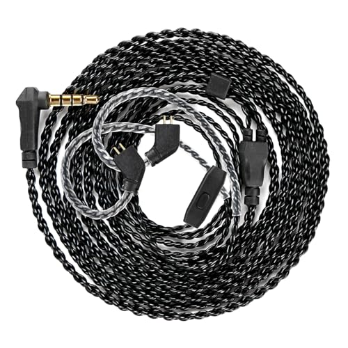 KBEAR KS1 IEM Cable, 2 Meter Long in Ear Monitor Cable, CCZ C01 4N OFC Upgraded Replacement Earbuds Cords for CCZ Melody, DC01 PRO, MC02, DC02, DC03, NC01, KS2, Storm (2m, TFZ-Pins With Mic, Black) - size: 2m, style: TFZpins-With Mic