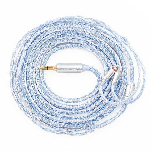 keephifi 6ft IEM Cable 2 Pin 3.5mm, KBEAR ST16-Plus 2m Upgrade 16-Strand Headphone Extension Cable, Silver-Plated Earbuds Wire for Truthear Hexa/Zero, Simgot EW100P, Moondrop blessing2 - color: SilverBlue, style: 3.5 2PIN