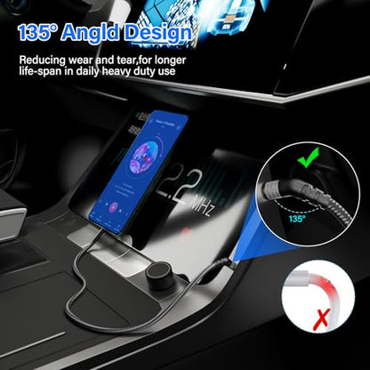 135 Degree 1/8 Inch 3.5 MM AUX Cable Headphone Cord Wire 10 Ft/2 Pack, Angled Hi-Fi Sound Thin&Slim Braided TRS Stereo Audio Beats Cable for Car,Home Stereos, Speaker,Phones - size: 10FT-2PK, style: 135 Degree Angled to Straight
