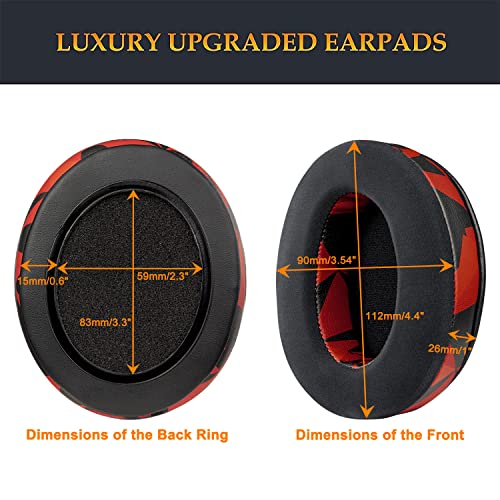 SOULWIT Earpads for ATH M50X/M40X, HyperX Cloud 2/3/Alpha, MDR-7506, Arctis 7/9/5/Nova 7/Pro Wired, G Pro X, Sennheiser HD280, Razer Kaira/Barracuda/Kraken Series, Turtle Beach Stealth,Cooling Gel-R S - color: Red Storm