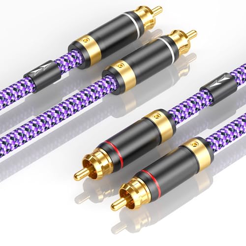 Auidophile 2 RCA Male to 2 RCA Male Stereo Audio Cable Gold Plated | HiFi System Interconnect Cable Purple (9.8FT/3M) - size: 9.8FT/3M