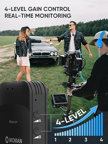Moman Wireless Lavalier Microphone, 2.4GHz Compact Wireless Lapel Mic System with Noise Cancellation Transmission 8H Battery Life for DSLR Cameras/Smartphone/Tablet/Live Streaming (C1 Solo) - size: C1