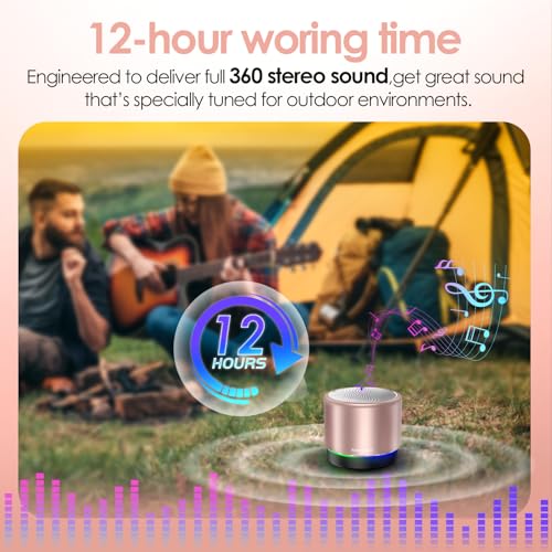 Portable Bluetooth Speaker, Mini Speakers, Wireless, RGB Ligths | 12H Battery Life, Metal Cover,TWS Pairing, Wireless Speaker with RGB Lights for Home/Travel/Outdoor/Car/Beach by Music Lovers - color: Pink