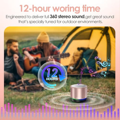 Portable Bluetooth Speaker, Mini Speakers, Wireless, RGB Ligths | 12H Battery Life, Metal Cover,TWS Pairing, Wireless Speaker with RGB Lights for Home/Travel/Outdoor/Car/Beach by Music Lovers - color: Pink