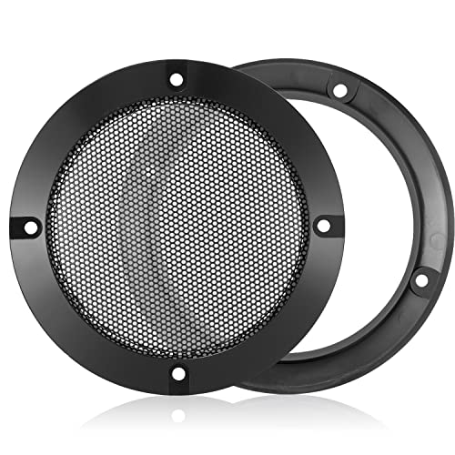 Facmogu 2PCS 6.5in Audio Speaker Mesh Cover, Speaker Protective Grille with Black Wire Mesh & Metal Glossy, Steel Mesh Speaker Cover with 8PCS Screws for Loudspeaker Mounting - color: Black, size: 6.5 Inch