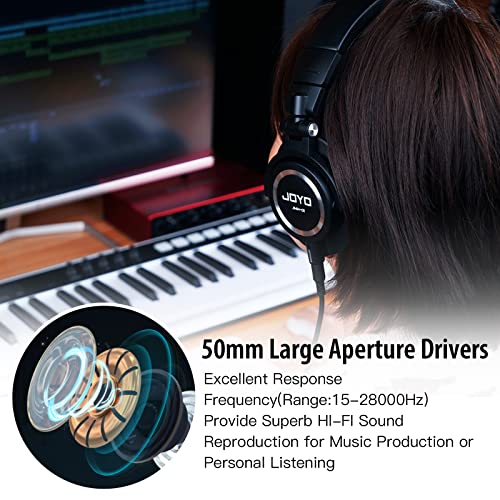 JOYO Wireless in Ear Monitor System JW-07 Bundle Studio Monitor Headphones Wired Audio Recording Monitor Headset Over Ear Headphones