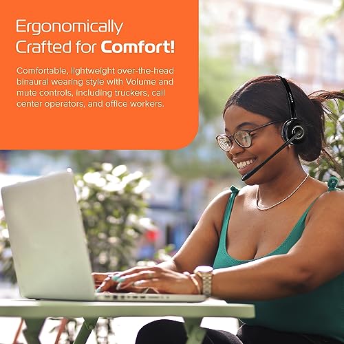 Spracht HS-2051 Dual Ear Wireless Bluetooth Headset with Base Station | Wireless Headset for Work | Wireless Headset with Microphone | AI-Powered Noise Cancelling Headset (not for Desktop Phones) - size: Dual-Ear