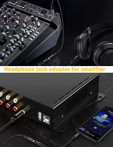1/4 to 3.5mmAdapter for Mixer Guitar Piano Amplifier Speaker 30CM | 6.35 mm Male to 3.5 mm TRS Female Audio Jack Adapter,Braided Tangle-free Cord,24K Gold Plated Brass Audio Jack Plug Converter - size: 0.98 Feet